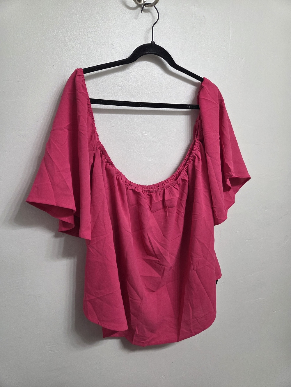 Women’s Off-Shoulder Flutter Sleeve Top - Hot Pink
